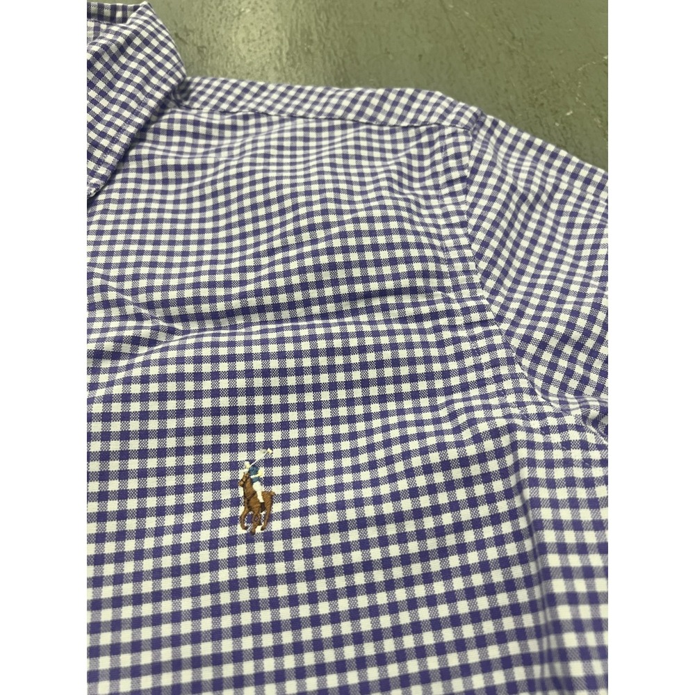 Polo Ralph Lauren Shirt Mens L White Purple Gingham Pony Embroidered Button-Down - Picture 3 of 11